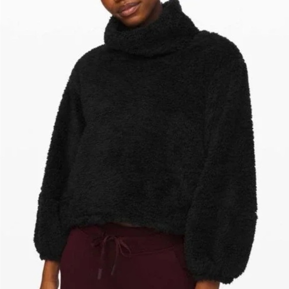 LULULEMON Warm Restore Sherpa Pullover Size XS/S Women’s Black Fleece Mock Neck - Picture 4 of 10